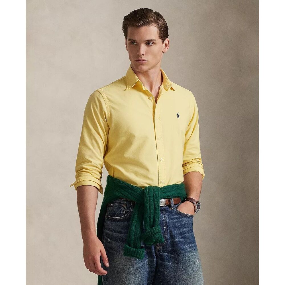 Polo Ralph Lauren Men’s Yellow Gingham Button Down Oxford Shirt Pony Logo Large - Picture 10 of 10